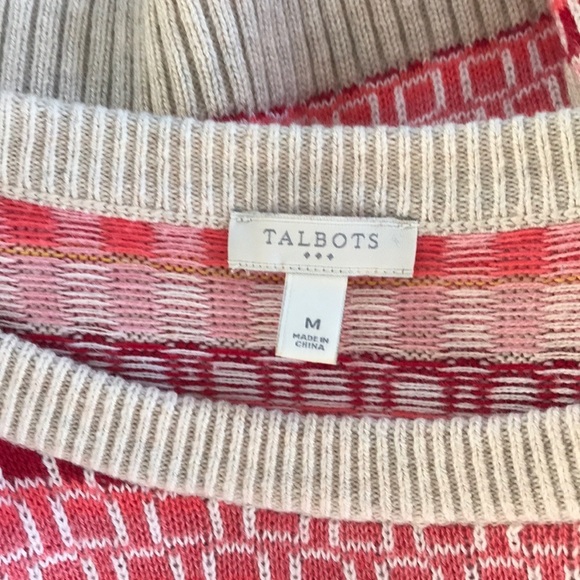 TALBOTS Size M Pink Multi Striped Long Sleeve Sweater - Picture 5 of 6